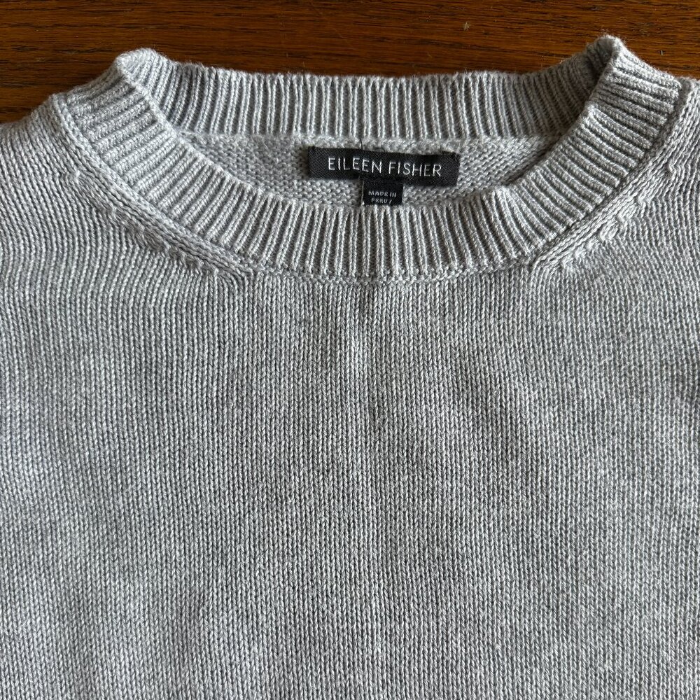 Eileen Fisher Organic Cotton Tencel Lightweight pale blue sweater sz XS